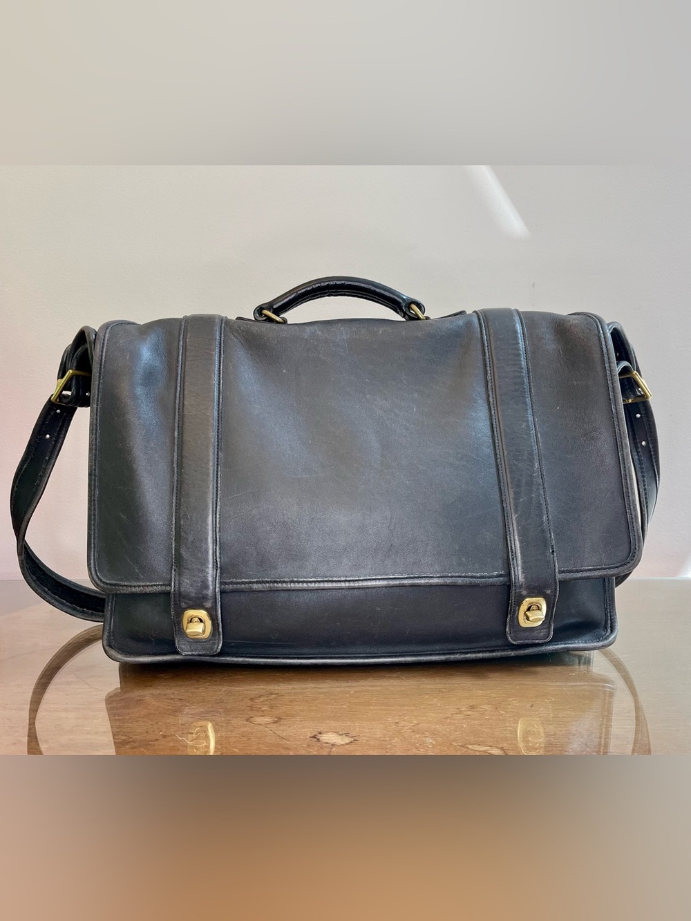 Coach Essex Briefcase, Black, #5274, Double Turnlock, USA-made, 2000 Vintage